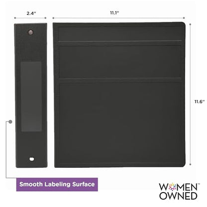 Carstens 2-Inch Heavy Duty 3-Ring Binder - Side Opening, Black, Durable Plastic, Precision No-Gap Rings, Waterproof Covers, No Pockets, Holds 300 Letter-Sized Sheets, BPA-Free, Made in USA (5829-3R) - color: Black, size: Individual