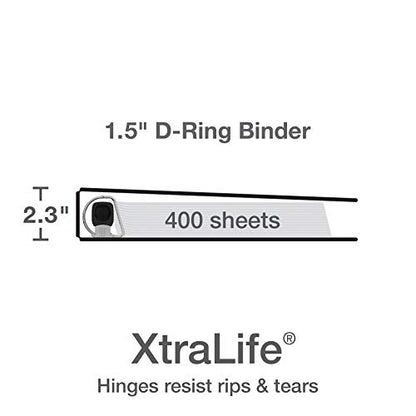 Oxford 3 Ring Binders, Binders for School and Office, Durable 1.5 Inch ONE-Touch Easy Open D Rings, View Binder Covers on 3 Sides, Durable Hinge, Non-Stick, PVC-Free, Black, 4 Pack (79905) - size: 1.5 Inch