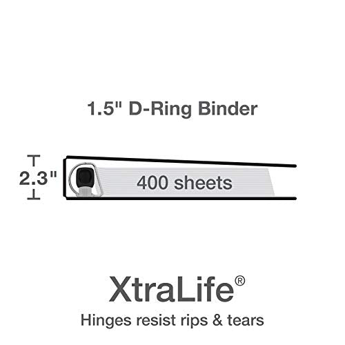 Oxford 3 Ring Binders, Binders for School and Office, 1.5 Inch ONE-Touch Easy Open D Rings, 3-Sided View Binder Covers, Xtralife Hinge, Non-Stick, PVC-Free, White, 375-Sheet Capacity, 4 Pack (79906) - size: 1.5 Inch
