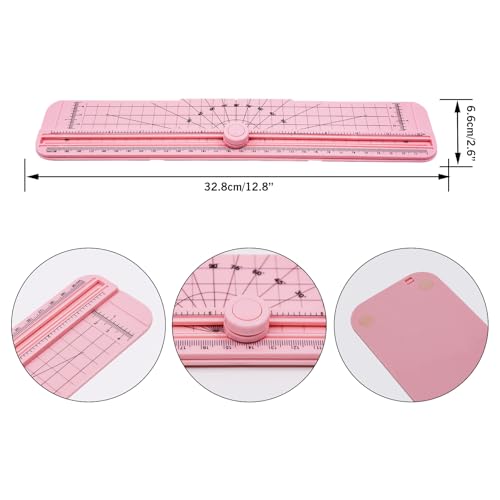 2PCS Paper Cutter Slider, 12 Inch Portable Paper Trimmer, Straight Cutting Guillotine, Cardboard Cutter for Paper Photo Vinyl Label Coupon Craft Paper(Pink) - color: Pink