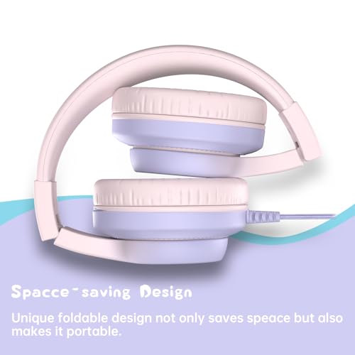 Candy Bila 2 Pack Kids Headphones, Wired Headphones for Kids Over Ear with Microphone, 85/94dB Volume Limiter Headphone for Girls Boys, Foldable Headphone for Learning & Entertainment - color: Gradient Pink, Gradient Purple