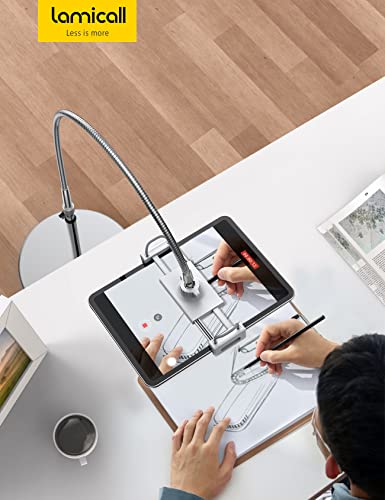 Lamicall Tablet Floor Stand Gooseneck - Swivel Tablet Holder Mount with Adjustable Height & 10.6lb Stable Base, for 4.7-13" iPad mini Air Pro 12.9/9.7, Tab, Kindle, iPhone Air 17 Pro Max, Phones | 63" Adjustable Height, 10.6lb Ultra Stable Base,Flexible A