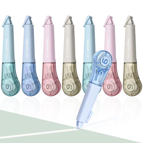 Temiary 8 Pcs Correction Tape Pens, Aesthetic for Instant Correction, Easy to Use, Pen Shaped Applicator for Office School Supplies, 1/5 Inch x 236 Inches