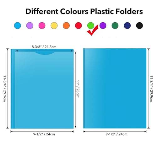 Briartw Heavy Duty Plastic Pocket Folder with Prongs for Letter Size Paper - 6 Pack Light Green File Folder with Clear Front Pocket - 2 Pockets and 3 Prongs,As Well As 2 Card Slots - Pocket Folders - color: Light Green