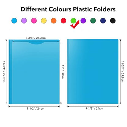 Briartw Heavy Duty Plastic Pocket Folder with Prongs for Letter Size Paper - 6 Pack Light Green File Folder with Clear Front Pocket - 2 Pockets and 3 Prongs,As Well As 2 Card Slots - Pocket Folders - color: Light Green