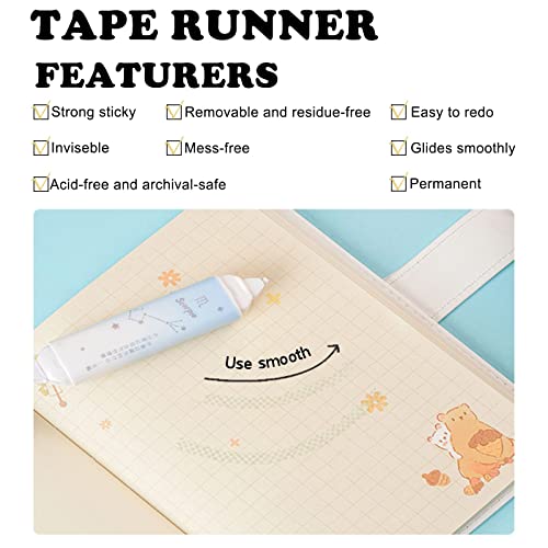 2 in 1 Correction Tape and Double Sided Tape Roller, Cute Quick Dry Japan Correction Tape, with Adhesive Tape Runner,for School Office supplies - style: BP-04