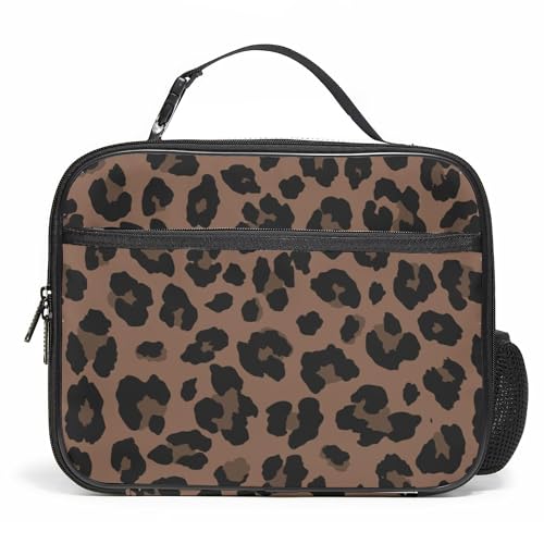 WOBAGMEN Leopard Lunch Box for Kids, Cute Insulated Lunch Bag for Boys Girls,Waterproof Lunch Box with Water Bottle Holder for Teens Adults Picnic Travel Back to School (Brown Leopard) - color: Brown Leopard