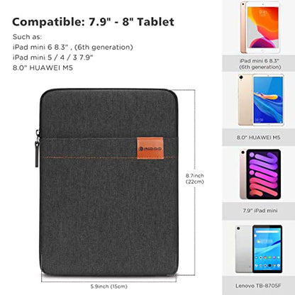NIDOO Tablet Sleeve Bag 8 inch for 8.3" iPad mini 6/7.9" iPad mini 5/8" Lenovo Tab M8 Gen / 8.7" Galaxy Tab A7 / 8" Huawei MatePad T 8 Water Repellent Vertical Laptop Case Pouch - color: Black, size: 7.9" - 8" Tablet / 8.3" iPad mini