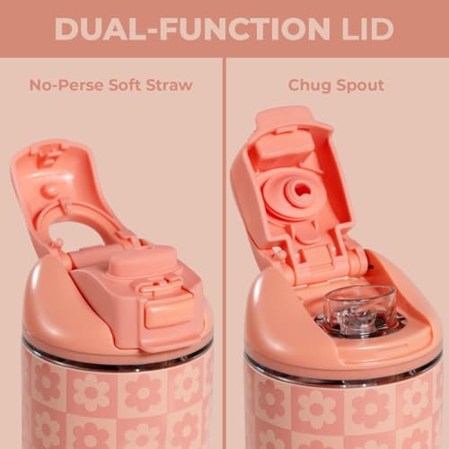 HydroJug Ease2o 14oz Kids Water Bottle with Straw & Chug Lid, Daisy Checkers - color: Daisy Checkers