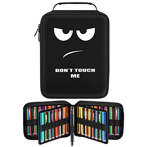 FINPAC Pencil Case Holder Slot, Large MultiLayer Watercolor Pen Bag w/Zipper Front Pocket, Big Organizer for 200 Colored Pencils/130 Gel Pens, Markers to Artists, Painters, Planners - color: Don't Touch Me, style: 200 Pieces