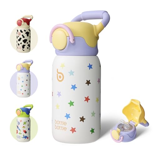 BOTTLE BOTTLE Kids Insulated Water Bottle with Straw Lid and Handle 16 oz Stainless Steel Vacuum Tumbler Water Bottles for School Outdoor Travel Gifts for Boys and Girls Stellar Pop - color: stellar pop