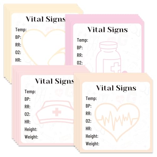 Vital Signs Sticky Notes Gifts, 9 Pack Vitals Signs Notepad 3x3 Inch, Nurse Daily Monitoring Memo Pads, Patient Health Checklist Office Hospital Supplies (450 Sheets) - style: Vital Signs