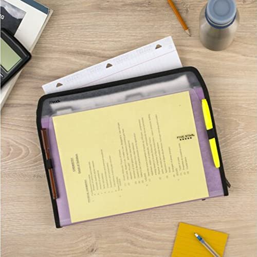 Five Star 7 Pocket Expanding File Organizer, Plastic Expandable File Folders with Customizable Tabs & Clear Cover, Holds 11" x 8-1/2", Zipper Closure, Seaglass Green (72707)