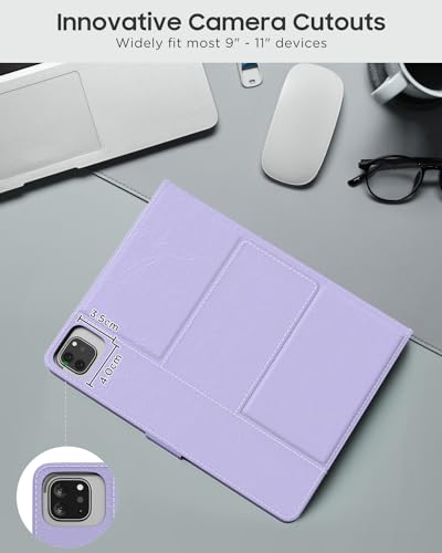 MoKo Universal Tablet Case with QWERTY Keyboard for 9",9.7",10.1",10.2",10.4",10.5",10.9",11" Tablet, with Removable Wireless Bluetooth Keyboard&Pen Holder for iPad, Samsung, Fire, Pixel, Other, Lilac - color: Lilac