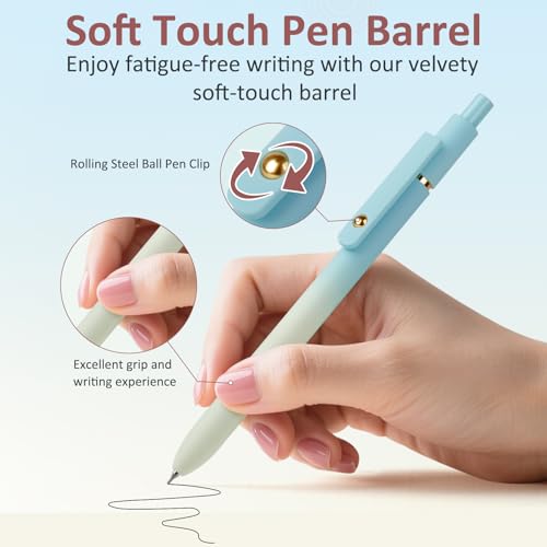 FIOVER Gel Pens, 6 Pcs 0.7mm Comfort Grip Quick Dry Black Ink Pens Fine Point Smooth Writing Pens, Cute Office Back to School Supplies Gifts for Women (6PCS Gradient Black Ink) - color: 6PCS Gradient Black Ink