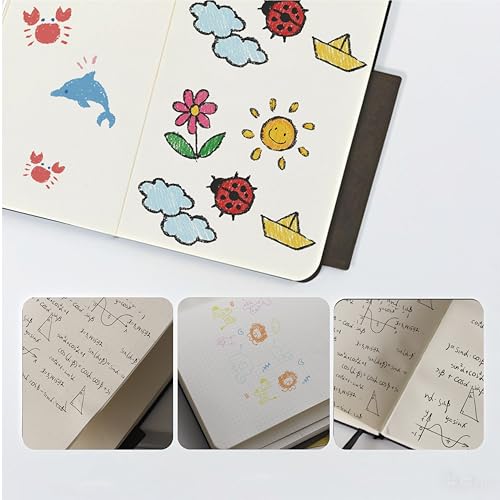 A6 Leather Hardcover Notebook- 3Pack 192 Pages Thick 100GSM Paper, Dotted/Grid/Blank, with Elastic Band & Inner Pocket for Writing, Sketching, Journaling - color: Yellow+Green+Black, size: A6
