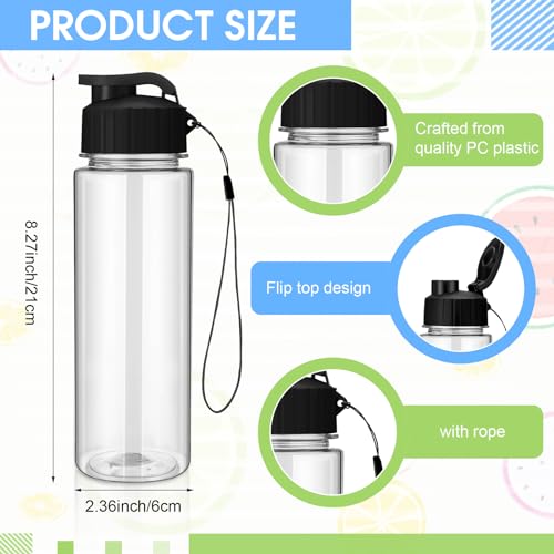 Maxcheck 30 Pieces Water Bottle Bulk 17 oz Plastic Sports Water Bottles Bulk with Handle Strap Lightweight Leakproof Drink Flip Top for Adults Fit Gym(Classic Style,Black) - color: Black, style: Classic