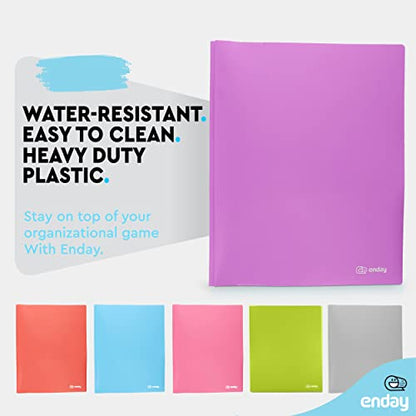 Plastic Folders with Pockets and Prongs Purple - Two Pocket Folder with Brads - 3 Prong Folders with Pockets for Letter Size Sheets, Also Available in Blue, Green, Red, Pink, and Grey, 1 Pc –by Enday - color: Purple, size: 1