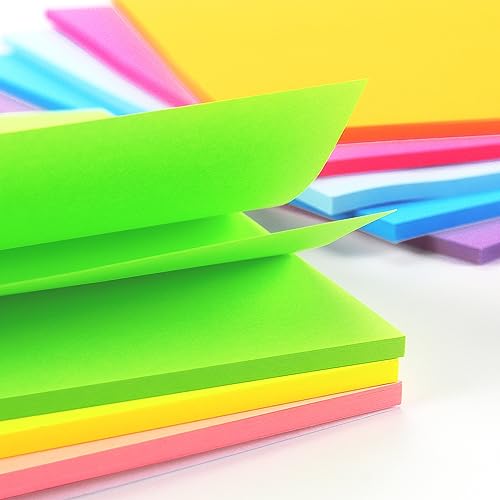 Sticky Notes 8x6 inch Bright Colors Self-Stick Pads 8 Pads/Pack 35 Sheets/Pad Total 280 Sheets - color: 8x6 in 8 Pads