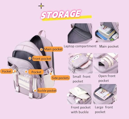 Cat Print Rolling Backpack for Girls Kids Backpack with Wheels Roller Bookbag Preschool Trolley School Bag Wheeled Bag Purple - color: 6 Wheels Purple A1, style: 6 Wheels