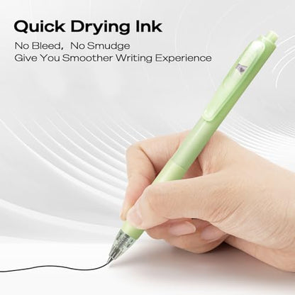 WRITECH Gel Pens Fine Point: Retractable Black Ink Pen Smooth Writing 8ct 0.7mm Medium Point Tip for Journaling Note Taking No Bleed & Smear & Smudge Vivid Color Barrel Silent Click Peekaboo Set