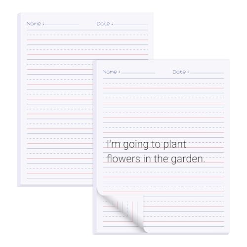 zmybcpack 2 Pack Write Beginner Paper for Kids, 8.5"x11" Handwriting Paper | Kindergarten Writing Paper, Primary Composition Notepad(100 Sheets Each, Double-Sided Printing) - size: 8.5x11"(writing)