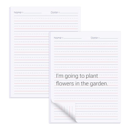 zmybcpack 2 Pack Write Beginner Paper for Kids, 8.5"x11" Handwriting Paper | Kindergarten Writing Paper, Primary Composition Notepad(100 Sheets Each, Double-Sided Printing) - size: 8.5x11"(writing)