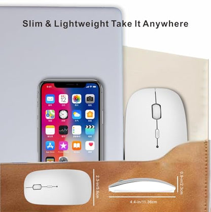 HOTDREAM Bluetooth Rechargeable Mouse for iPad Air/iPad Pro/Laptop/Tablet/iPhone/PC,Mac,MacBook,Silver - color: Silver