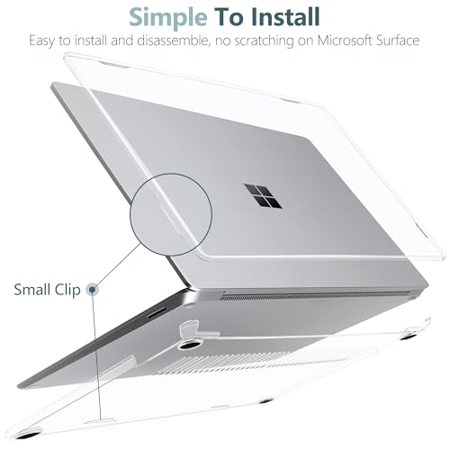 Batianda Premium Case for Surface Laptop 13.8 Inch 2024-2026, Crystal Clear | Fits Surface Laptop 7th/8th for Business 1.2mm Lightweight Ultra-Slim Hard Shell with Keyboard Cover & Screen Protector - color: Transparent