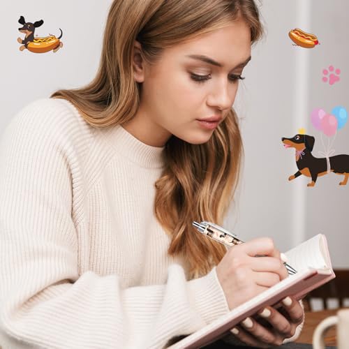 Dachshund Ballpoint Pens Gifts - 24 Pcs Retractable Black Ink Ball Point Pen 1.00 mm Cute Funny Office Supplies for Work School Fancy Gift for Women Men Teacher Students Dog Lover Christmas - style: Dachshund