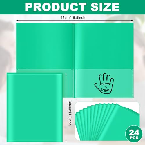 Henoyso 24 Pcs School to Home Folder with Pocket Plastic Heavy Duty Clipboard Folder with Clear Front Pocket Homework Take Home Folders for School Students Parent Teacher Communication(Green) - color: Green