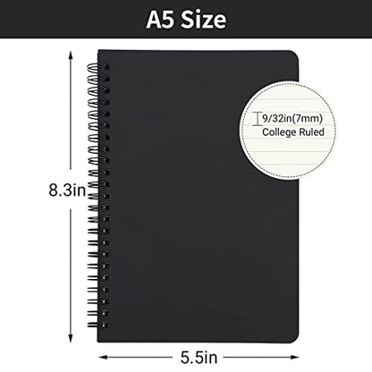 EUSOAR Spiral Lined Notebook, A5 3packs 5.5"X8.3" 120 Pages Hardcover Lined Travel Writing Journal, Notepad Sketchbook, Students College Office Business Subject Diary Ruled Spiral Book Journal-Black - color: Black, size: 3 Packs