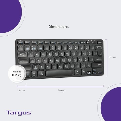 Targus Compact Multi-Device Bluetooth Keyboard - Compatible with Chrome OS, Windows, macOS, iOS, and Android (AKB862US)