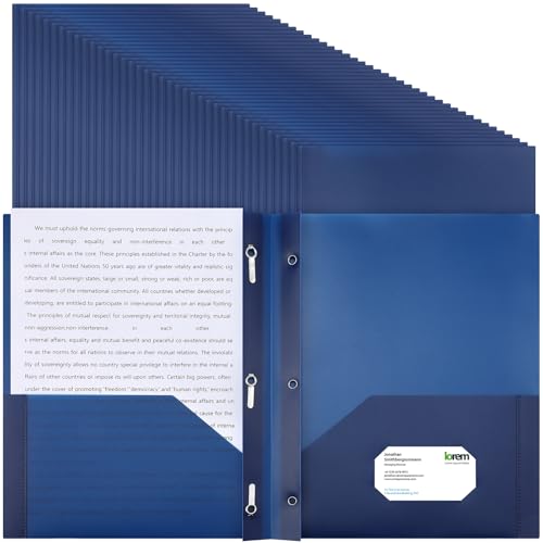 Patelai 48 Pcs Plastic Folders with 2 Pockets and 3 Prongs Home Folders with Card Slot Letter Size Heavy Duty Report Covers for Back to School(Navy Blue,Classic) - color: Navy Blue, style: Classic