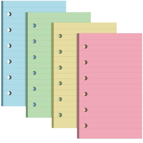 Ireer 6 Hole Mini Lined Paper Refill 200 Sheets Blank Planner Refills Loose Leaf Papers 3 x 5 Inches for Binders Planner Inserts Mini Ruled Filler Books Memo Papers Notebooks(Pink Blue Yellow Green) - color: Pink Blue Yellow Green