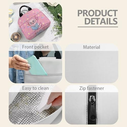 Kawaii Axolotl Kids Lunch Bag Large Capacity Kids Insulated Lunch Box Bag Thermal Picnic Cool Bags Lightweight for Work School Picnic Camping - color: Kawaii Axolotl