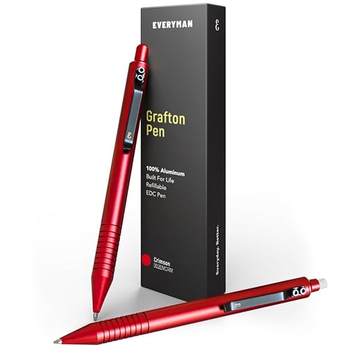 Everyman Crimson Grafton Pen and Pencil Set | Premium EDC Metal Gel Ink Pen + Mechanical Pencil | Refillable Executive Writing Tools for Office, Business, Men’s Gift & Daily Use - color: Crimson, style: Pen and Pencil Set