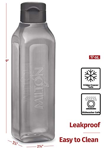 MILTON Sports Water Bottle Square Juice Box 4 Set 17 oz. Great for Juices Milk Smoothies Plastic Wide-Mouth Reusable Leak Proof Drink Bottle/Carton for School Bags Lunch Boxes Gym Flip Lid -BPA Free - size: 17 oz 4 pack