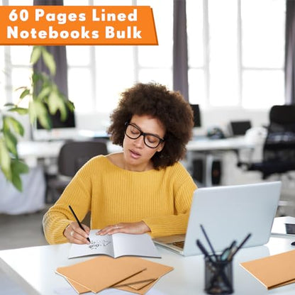 Mimorou 100 Pcs Journals Notebooks Bulk - Kraft Softcover A5 Small Notebooks 5.5 Inch x 8.3 Inch Notepads with 60 Page 30 Sheet for Writing Sketch Travel Office Supplies(Brown,Dot) - color: Brown, style: Dot