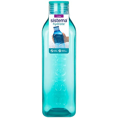 Sistema Square Water Bottle, 1 L - Assorted Colours - size: 33.8 Ounces