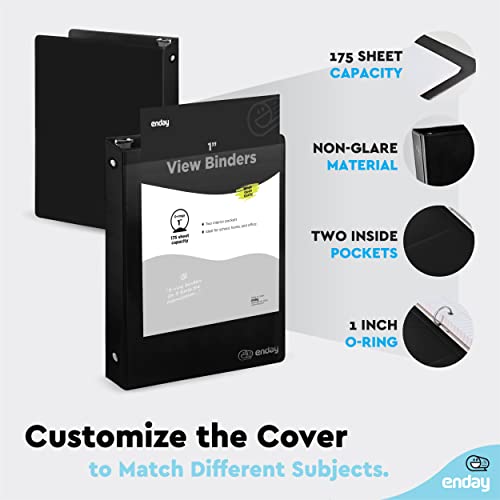 Enday 1 Inch Binder, Black 3 Ring Binder 1 Inch, Heavy Duty Three Ring Binder, 175 Sheets Capacity - One Inch Binder for Home School and Office. - color: Black, size: 1-Inch