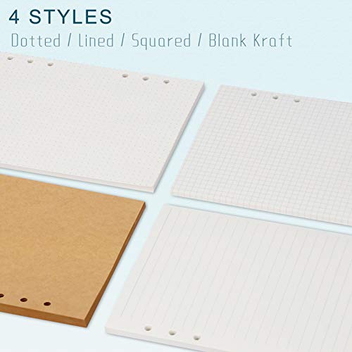 Toplive [3 Pack] A5 Refill Paper - 100GSM Thick 6 Hole Filler Inserts, 135 Sheets (270 Pages) for 6 Ring Binder Journal Notebook, Dotted - style: 3Pack Dot Paper
