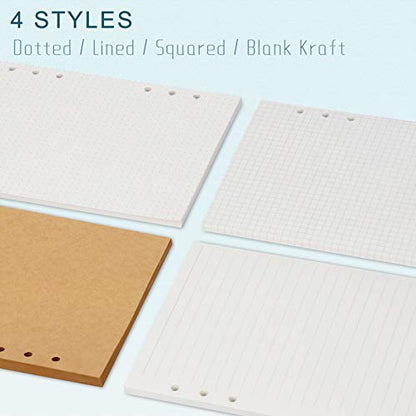 A6 Refill Paper, [3 Pack] Toplive 100GSM Thick Refillable Paper 6 Hole Filler Inserts Loose Leaf Paper 135 Sheets (270 Pages) for 6 Ring Binder Journal Notebook-Dotted Paper - style: Dot 3 Pack