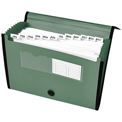 Avery Expanding File Folder Organizer, 13-Pocket Accordion File Organizer, Sage, Holds 425 Letter/A4-Size Sheets (73555)