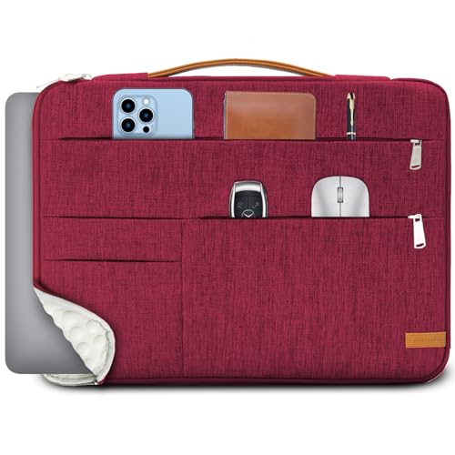 KINGSLONG 13.3 inch Laptop Sleeve Bag, Slim Shockproof Handbag, Computer Carrying Case Cover Compatible with MacBook Air/Pro,Acer Asus Dell HP Red - color: Red, size: 13 inch