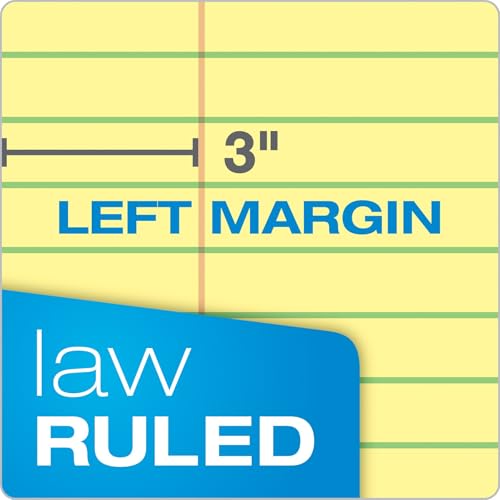 Ampad Double-Sheet Writing Pad, 8-1/2" x 11-3/4", Law Rule, Canary Paper, 3-Hole Punched, 100 Sheets (20-245) - size: 1 Count (Pack of 1)