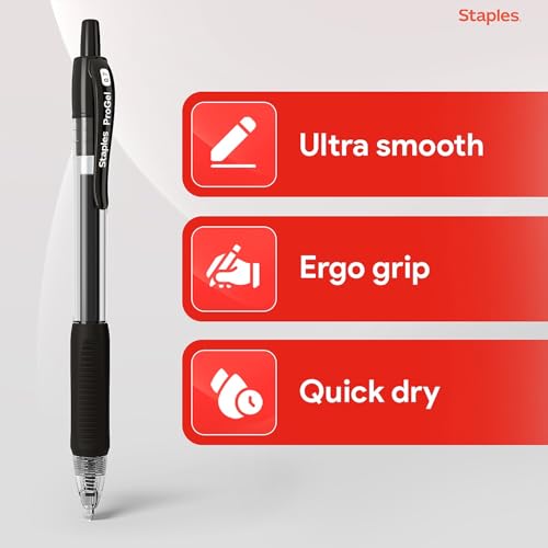 Staples ProGel Retractable Gel Pen, Fine Point, 0.7mm, Black Ink, 36/Pack (ST62097) - color: black, size: 36 Pack, style: Fine Point