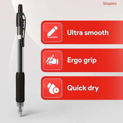 Staples ProGel Retractable Gel Pen, Fine Point, 0.7mm, Black Ink, 36/Pack (ST62097) - color: black, size: 36 Pack, style: Fine Point