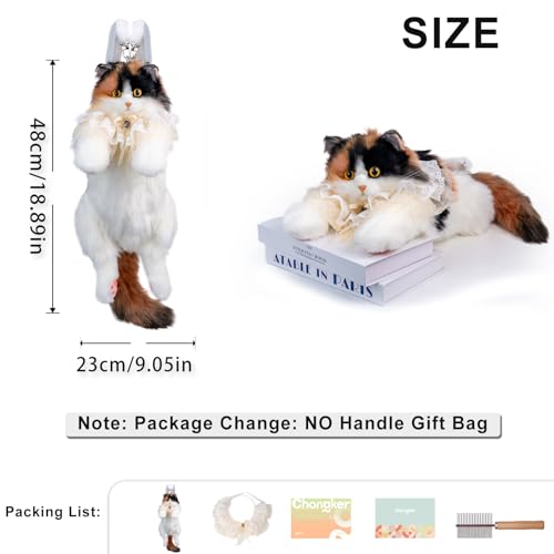 Chongker Cat Shaped Backpack - Handcrafted Stuffed Animals Plush Bag with Adjustable Shoulder, Crossbody, and Handbag Straps (Dark Calico Backpack) - style: Deep Calico Cat