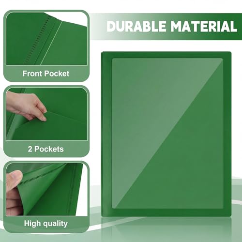 Teling 24pcs Heavy Duty Plastic Folders with Clear Front Pocket and Card Slot, 3 Prongs and 2 Pockets, Letter-Size, Reports Document Presentations Office Supplies, Back to School Gifts (Dark Green) - color: Dark Green